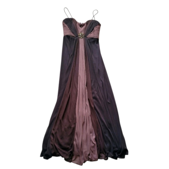 Alex Evening Brown Party Maxi Dress With Shawl Size 6P - Picture 4 of 11